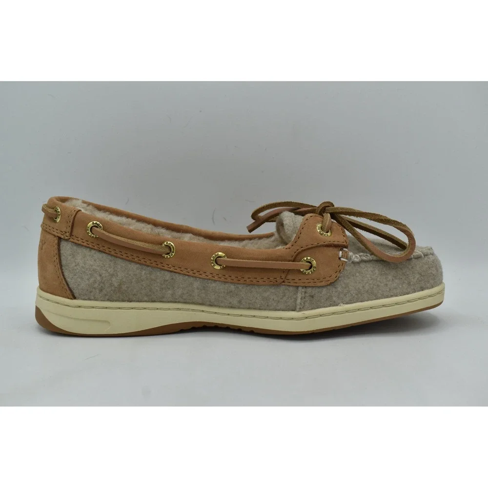 Sperry Women 7 Angelfish Grey Slip On Faux Fur Lined Boat Shoes Coquette Preppy
